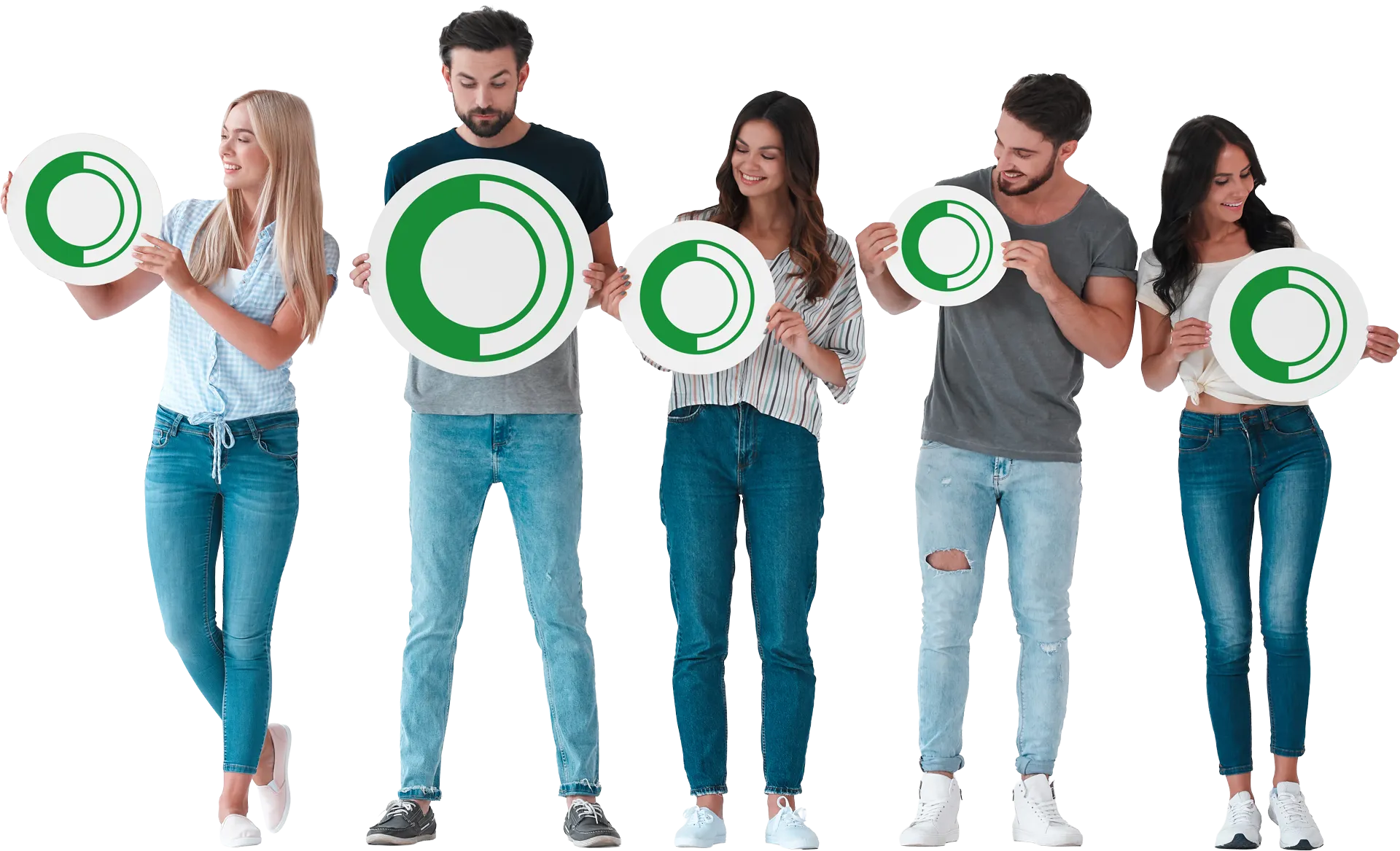 Equinox Group team holding up EQX logo marks