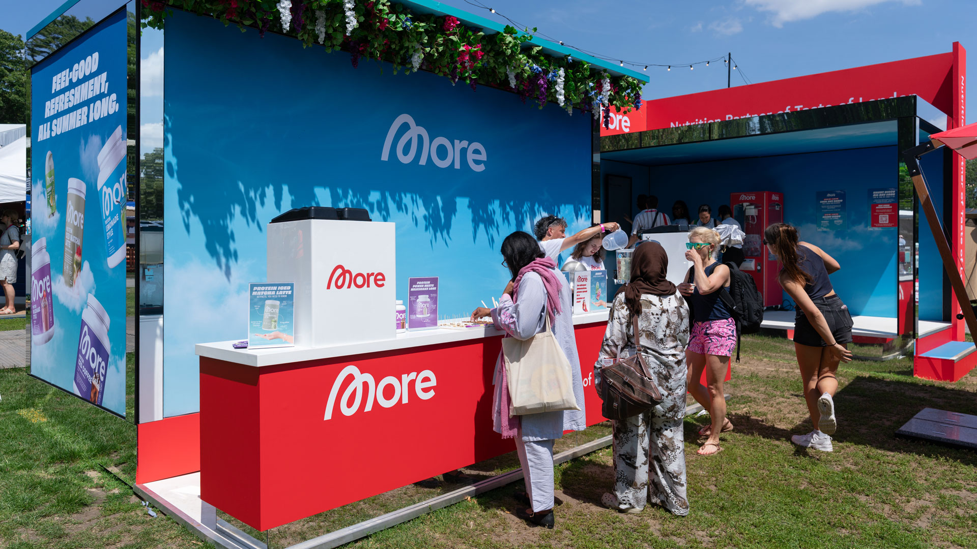 More Nutrition outdoor activation at Taste of London with sampling counter and pop-OUT 2.0 structure